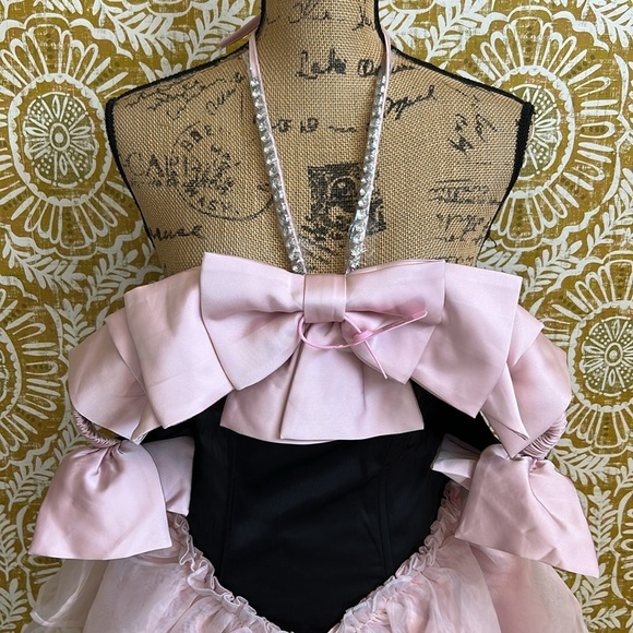 NWT First Date NYC Sophia Black-Pink Bow Rhinestone Flare Mini Dress $258 Sz XS - Picture 10 of 16